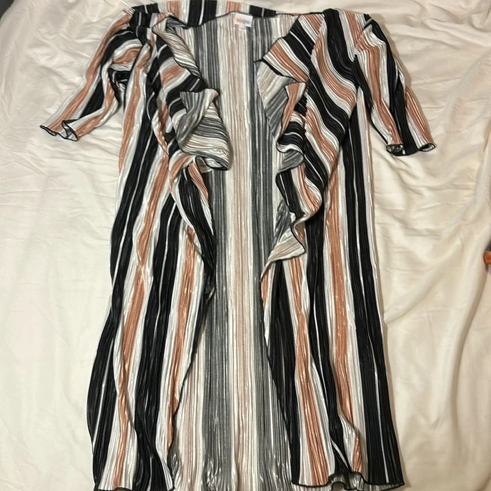 Lularoe Shirley Kimono Open Cardigan Black, Gold
